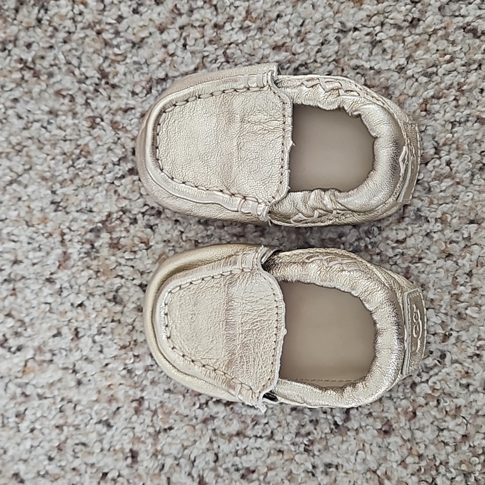 UGG shoes, baby gold loafers size 2/3